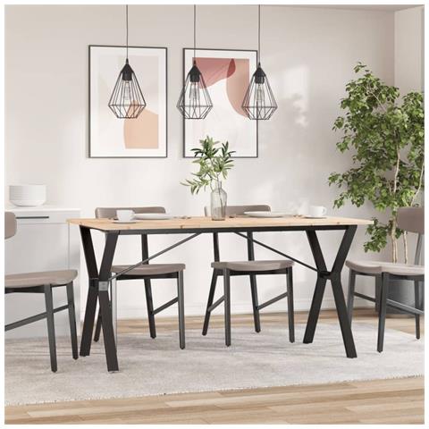 Tavolo Da Pranzo Telaio A Y 160x80x75 Cm Legno Pino E Acciaio - Foto 3