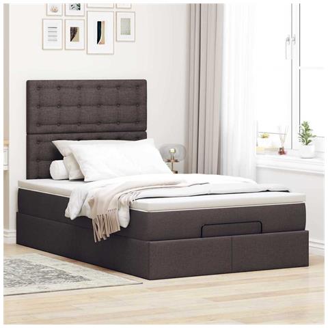 Struttura Letto Pouf Con Materasso 120x200 Cm In Tessuto - Foto 3