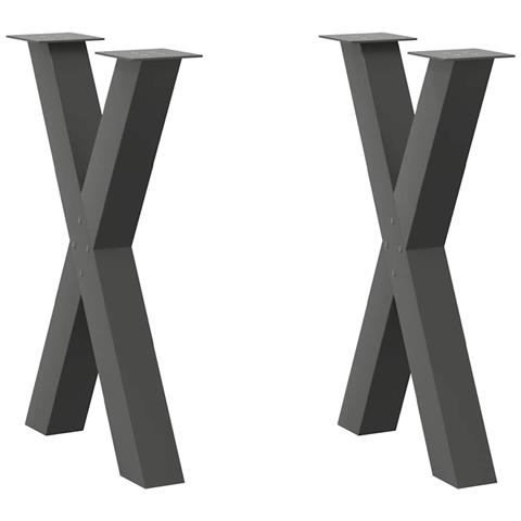 Gambe Tavolo Pranzo A X 2 Pz Antracite 50x(72-73) Cm Acciaio - Foto 1