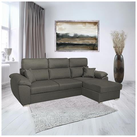 Divano Como Ii Con Penisola Contenitore In Tessuto Giulia9713 Grigio - Foto 1