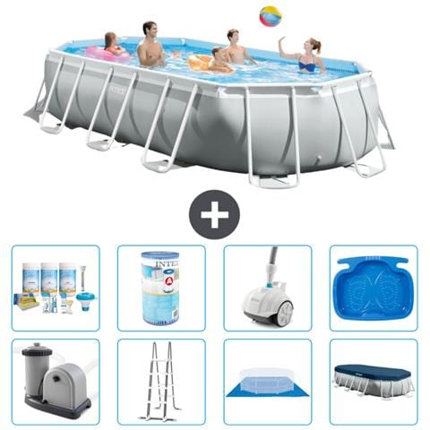 Piscina Fuori Terra - Ovale - 503x274x122 Cm - Grigio - Include Accessori Coordinati A2576 - Foto 1