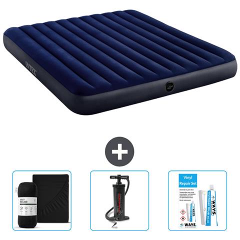 Set Materassino Gonfiabile - 203x183x25 Cm - Blu - Include Accessori Coordinati Cb7 - Foto 1