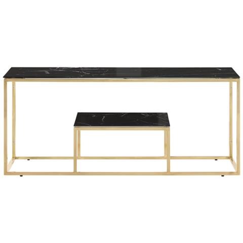 Tavolino Salotto Dorato Acciaio Inossidabile E Vetro Temperato - Foto 1