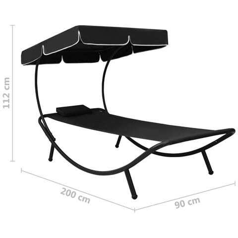 Lusso Casadino - Lettino Prendisole Per Esterno Con Tettuccio E Cuscino Nero - Foto 7