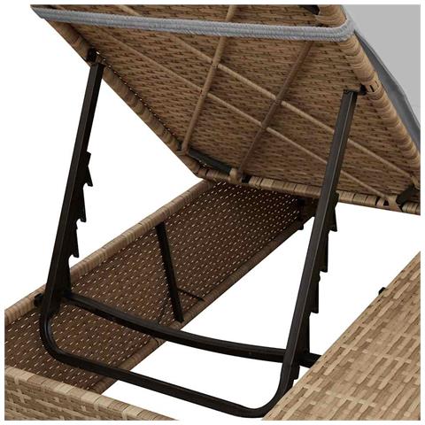 lettino da sole doppio Set di 2 Beige e grigio chiaro Polyrattan - Foto 9