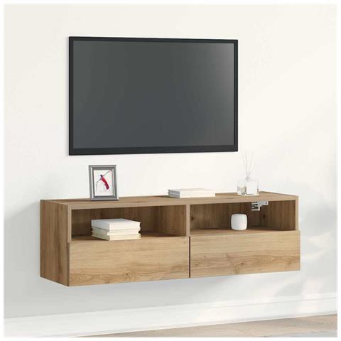 Mobile TV da muro in rovere artisan 100x30x30 cm in legno ingegnerizzato - Foto 2