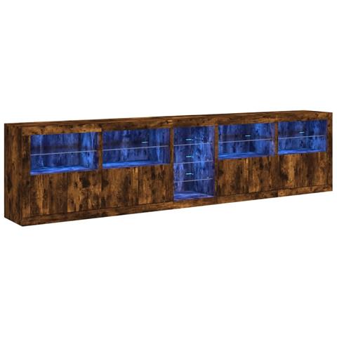 Credenza con Luci LED Rovere Fumo 283x37x67 cm - Foto 1