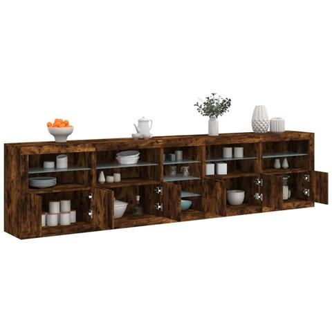 Credenza con Luci LED Rovere Fumo 283x37x67 cm - Foto 2