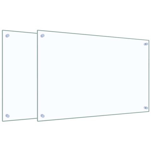 Paraschizzi per Cucina 2 pz Trasparente 80x50cm Vetro Temperato - Foto 1