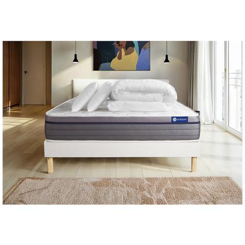 Pacchetto Letto Completo - Materasso 140x200cm + Box Spring Con Doghe (kit) + 2 Cuscini + Piumino - Actimemo Zen - Foto 1