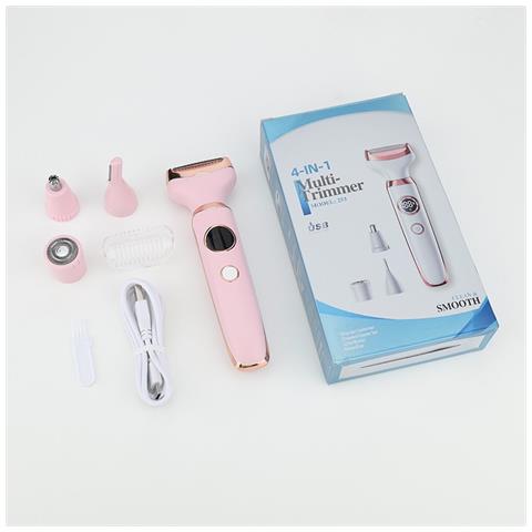 Set Rasoio Elettrico 4-in-1 Per Donna - Rimozione Indolore Di Peli Per Viso, Corpo, Naso E Sopracciglia Pink - Foto 2