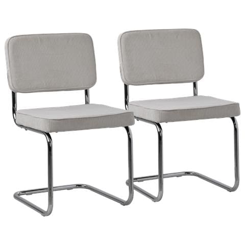 Set Di 2 Sedie A Sbalzo Maria In Velluto A Coste Beige - Foto 1