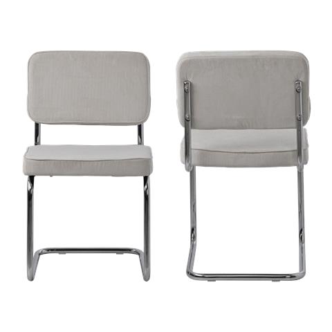 Set Di 2 Sedie A Sbalzo Maria In Velluto A Coste Beige - Foto 9