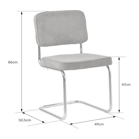 Set Di 2 Sedie A Sbalzo Maria In Velluto A Coste Beige - Foto 2