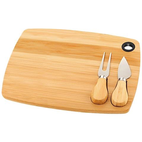 Tagliere Per Formaggi 3 Pezzi In Bambù Naturale Ultra Pratico Elegante E Resistente, Marrone Chiaro - Foto 1