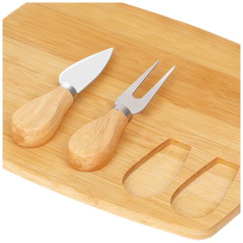Tagliere Per Formaggi 3 Pezzi In Bambù Naturale Ultra Pratico Elegante E Resistente, Marrone Chiaro - Foto 5