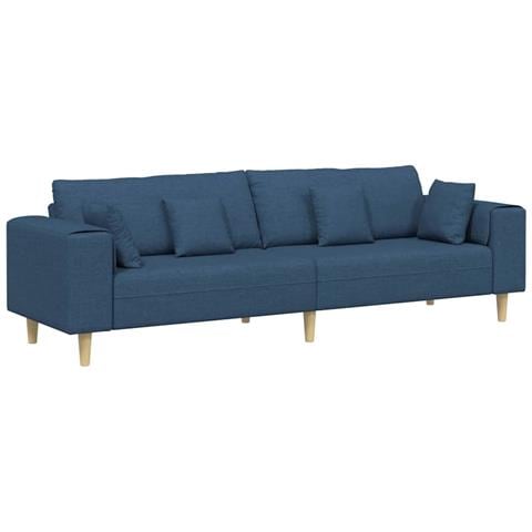 Divano in tessuto con cuscino Blu 208 cm Tessuto - Foto 1