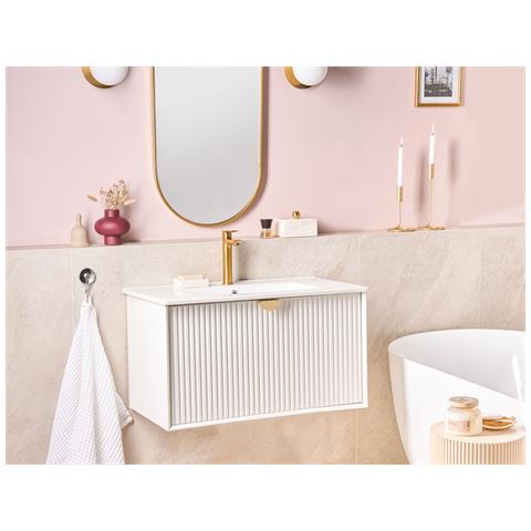 Mobiletto Con Lavabo Bonaire 80 Cm Bianco - Foto 1