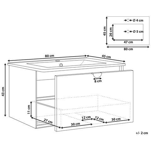 Mobiletto Con Lavabo Bonaire 80 Cm Bianco - Foto 7