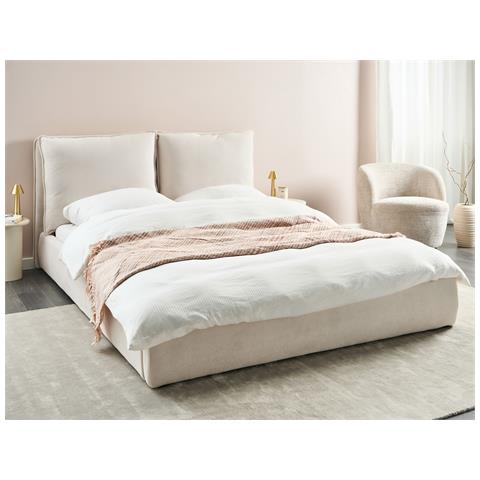 Letto Tessuto Bajonna 160 X 200 Cm Beige Chiaro - Foto 1