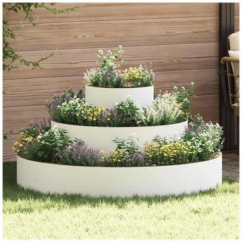 Vaso da giardino Bianco 120 x 120 x 20 cm Acciaio - Foto 2
