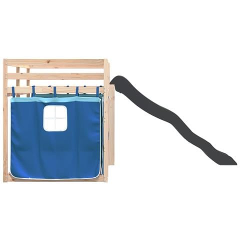 Letto a Castello con Scivolo e Tende Blu 80x200 cm - Foto 9