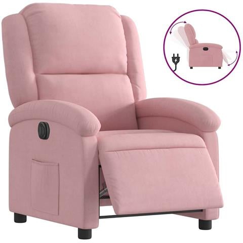 Poltrona Elettrica Reclinabile Massaggio in Velluto Rosa - Foto 1