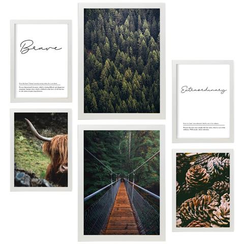 Set Di 6 Stampe Immagini Invernali Degli Stati Uniti, Stampe Artistiche Da Parete, Poster, Decorazioni, Design D'interni, Galleria D'arte A3 & A4 Cornice Bianca - Foto 1