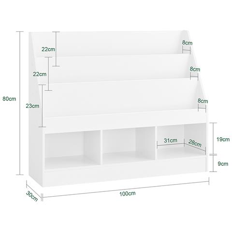Scaffale Montessori Per Bambini 3 Scomparti Portagiochi Salvaspazio In Bianco - Foto 2
