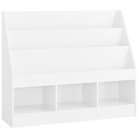 Scaffale Montessori Per Bambini 3 Scomparti Portagiochi Salvaspazio In Bianco - Foto 1