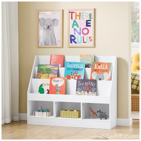 Scaffale Montessori Per Bambini 3 Scomparti Portagiochi Salvaspazio In Bianco - Foto 7