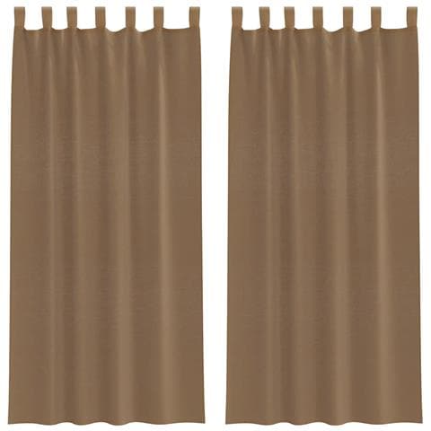Tende in Voile con Passanti 2 pz Marrone Chiaro 140x245 cm - Foto 1
