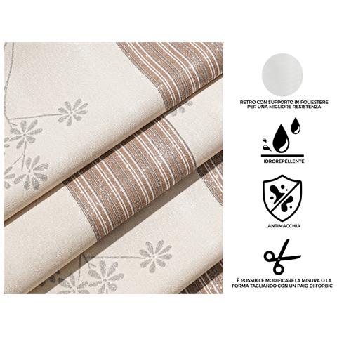 Tovaglia Antimacchia Pvc Proteggi Tavolo Maniva Glitter Riga Flower 140x300 D5 Beige - Foto 2