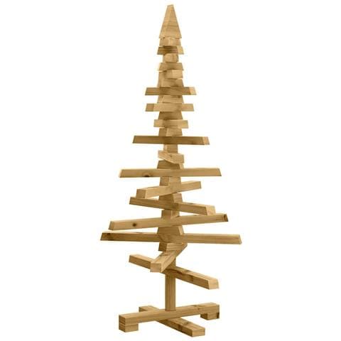 Albero di Natale in legno Marrone 90 cm Legno di pino massello - Foto 1