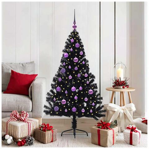 Albero di Natale artificiale con luci integrate Nero 150 cm PVC - Foto 2