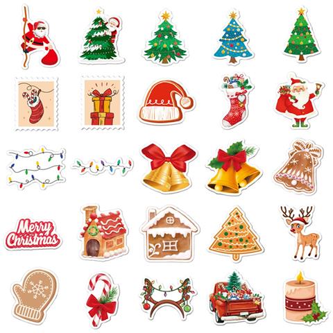 50 Adesivi Natalizi - Decalcomanie Festive In Pvc Impermeabile Per Laptop, Skateboard E Altro - Foto 2