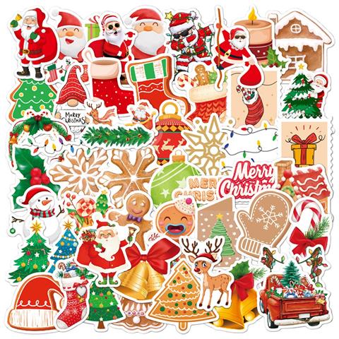 50 Adesivi Natalizi - Decalcomanie Festive In Pvc Impermeabile Per Laptop, Skateboard E Altro - Foto 6