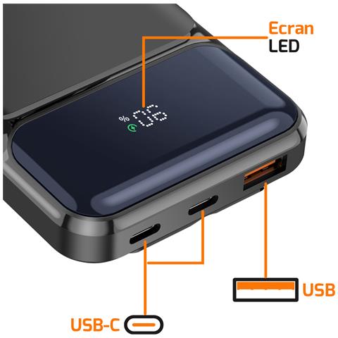 Powerbank 10000mah Porte Usb Qc 3.0 E Usb-c Pd Con Cavo Usb Usb-c Lightning, Bianco - Foto 5
