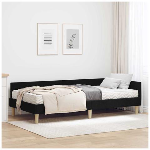 Struttura Letto Angolare con Materasso 2 pcs Verde Tessuto - Foto 2