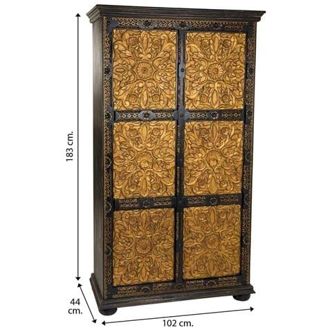 Mobile In Legno Intagliato Nero 102x44x183h - Foto 6