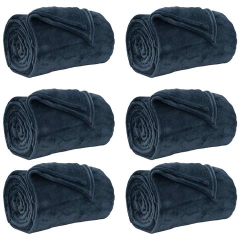 Coperte da Pile 6 pcs Blu navy 240 x 270 cm Panno - Foto 1