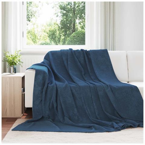Coperte da Pile 6 pcs Blu navy 240 x 270 cm Panno - Foto 2