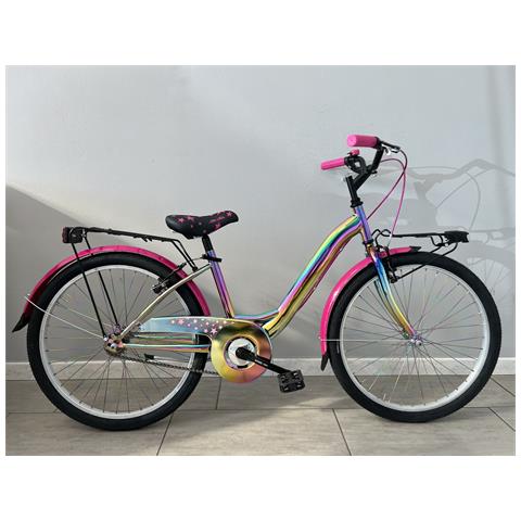 Bici Bimba Da Passeggio Misura 24 Telaio Cromatizzato Multicolore Modello Starcolor 1v Bicicletta Bambina Nuovo Modello Luci Led - Multicolore - Foto 1