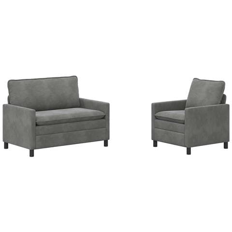 Set di divani 2 pcs Grigio Scuro Velluto - Foto 1
