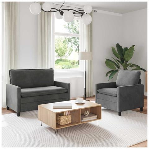 Set di divani 2 pcs Grigio Scuro Velluto - Foto 2