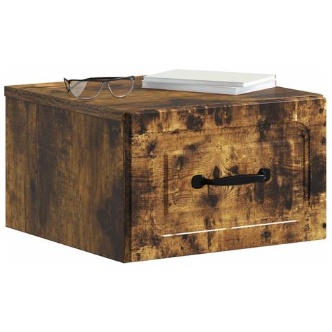 Mobiletto da notte a muro 2 pcs Rovere Fumo 34,5 x 33 x 20 cm - Foto 2