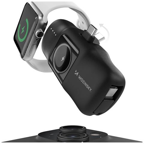 Mini Powerbank ""wf16 C"" Con Cavo E Caricabatterie Per Apple Watch - Nero - Foto 1