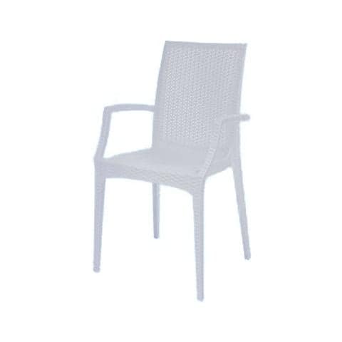 Poltrona in resina tipo rattan arredo da giardino per esterno bianca pz 6 - Foto 2