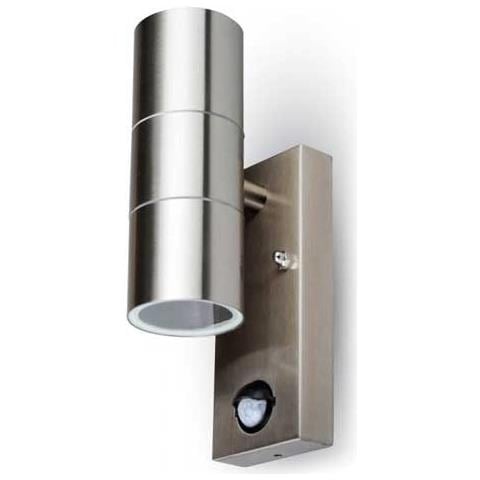Lampada Da Muro Applique 2 X Gu10 Sensore Acciaio Inox Esterno Ip44 Vt-7622 Pir 7503 - Foto 3