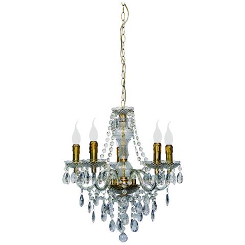 Lampadario Classico Realitytrio Vetro Acrilico 5 Luci 55cm Ottone - Foto 11